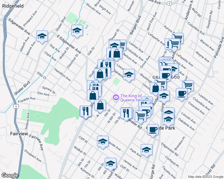map of restaurants, bars, coffee shops, grocery stores, and more near 465 Greenmount Avenue in Cliffside Park