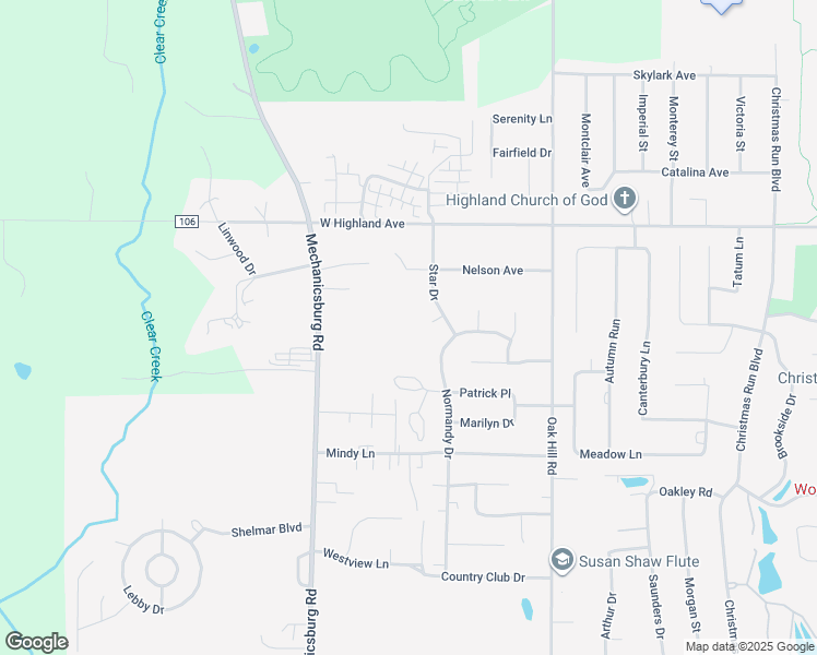 map of restaurants, bars, coffee shops, grocery stores, and more near 2078 Normandy Drive in Wooster