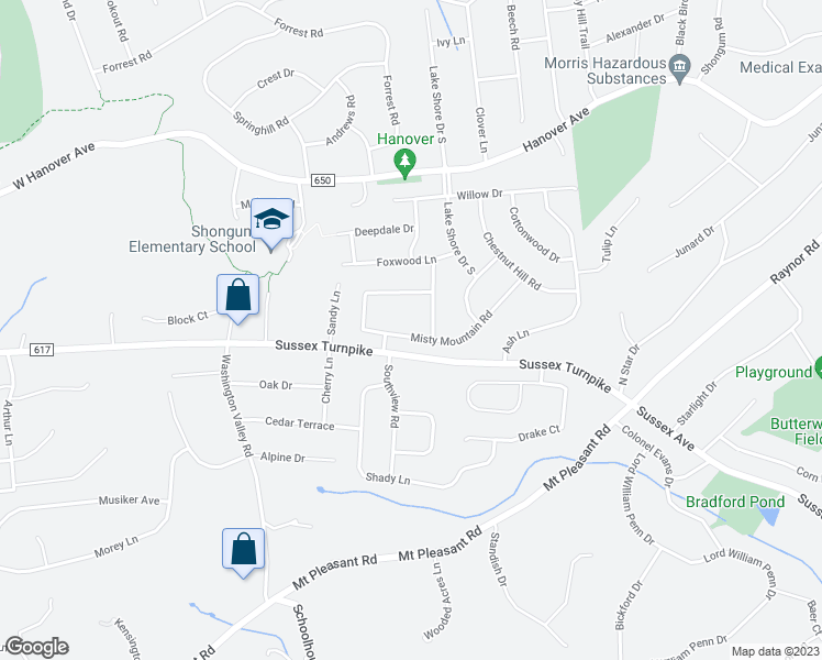 map of restaurants, bars, coffee shops, grocery stores, and more near 28 Misty Mountain Road in Randolph