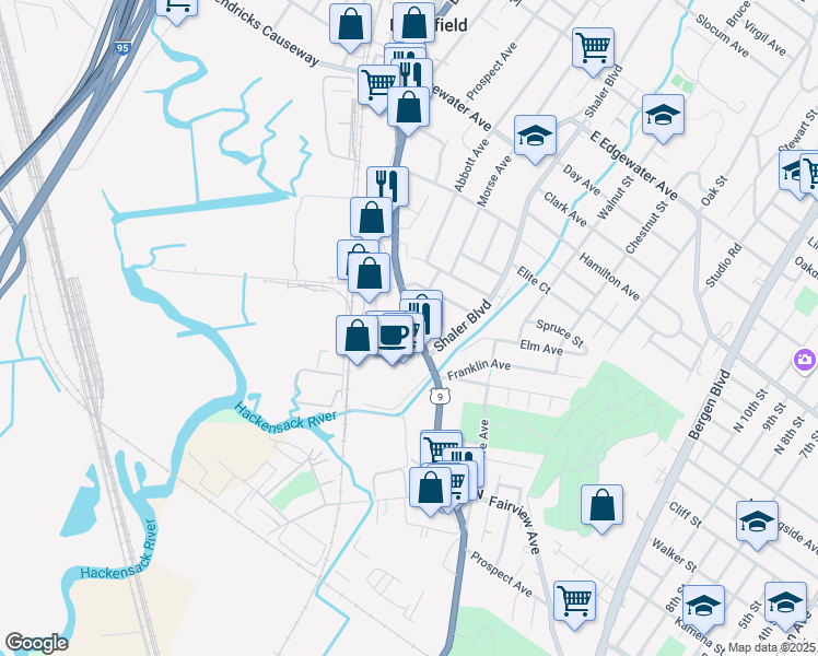 map of restaurants, bars, coffee shops, grocery stores, and more near 321 Broad Avenue in Ridgefield
