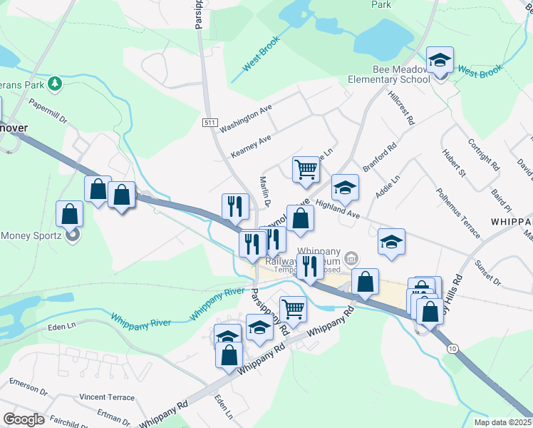 map of restaurants, bars, coffee shops, grocery stores, and more near in Hanover
