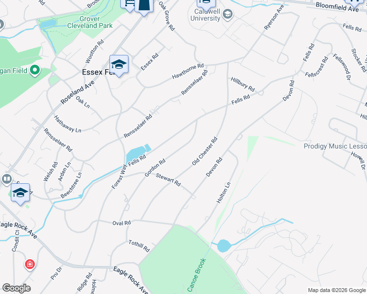 map of restaurants, bars, coffee shops, grocery stores, and more near 29 Gordon Road in Essex Fells