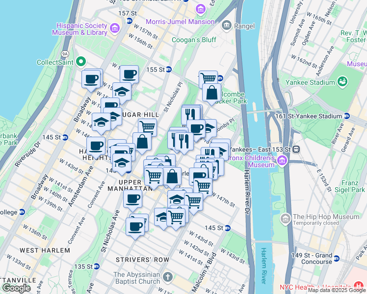 map of restaurants, bars, coffee shops, grocery stores, and more near in New York