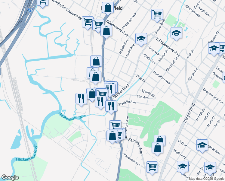 map of restaurants, bars, coffee shops, grocery stores, and more near 780 Charlotte Terrace in Ridgefield