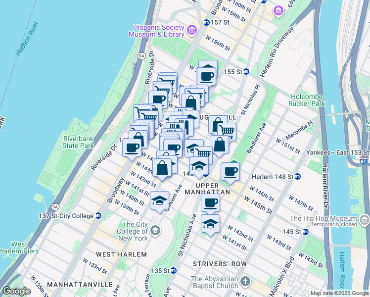map of restaurants, bars, coffee shops, grocery stores, and more near in New York