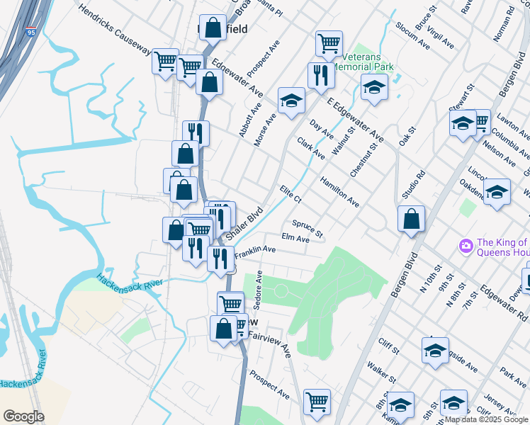 map of restaurants, bars, coffee shops, grocery stores, and more near 787 Elizabeth Street in Ridgefield