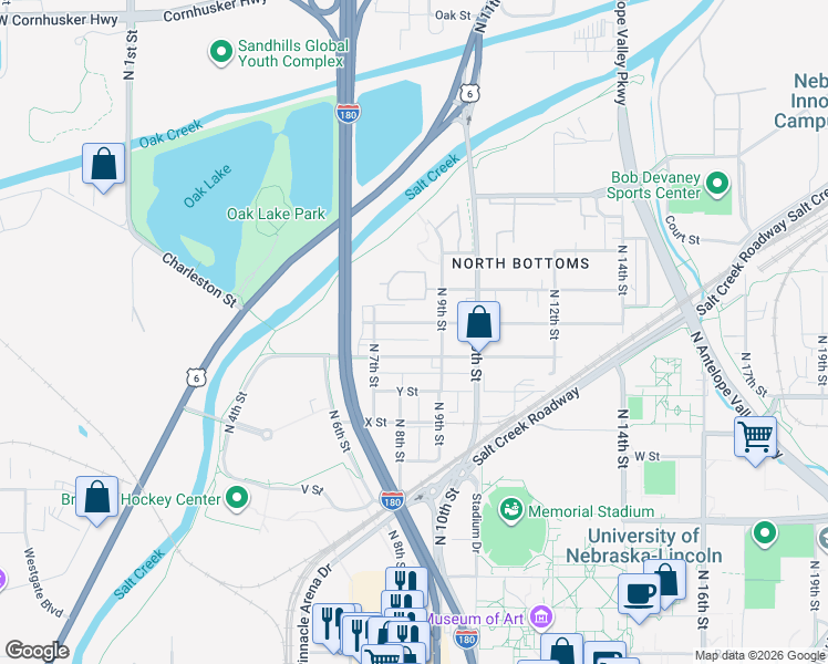 map of restaurants, bars, coffee shops, grocery stores, and more near 814 New Hampshire Street in Lincoln