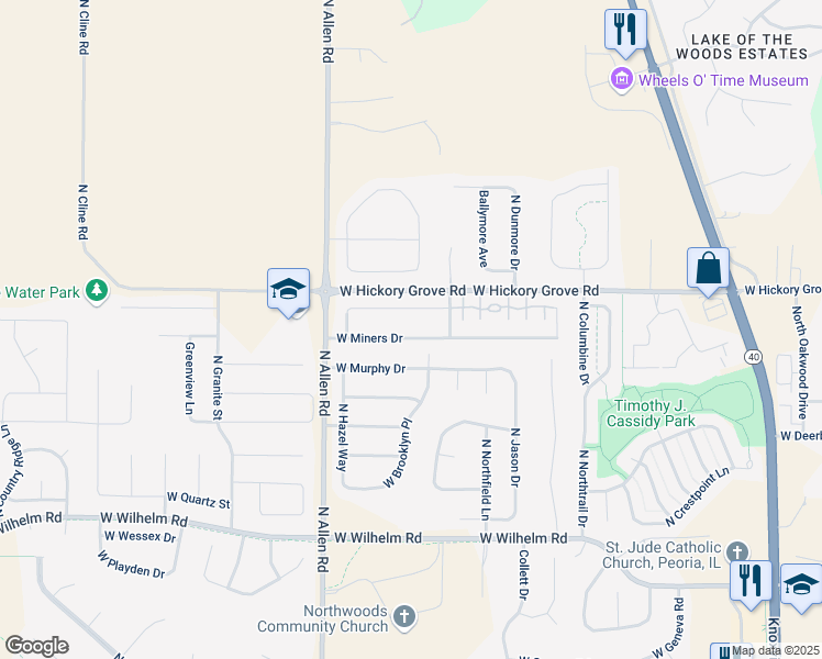map of restaurants, bars, coffee shops, grocery stores, and more near 2314 West Jubilee Lane in Dunlap