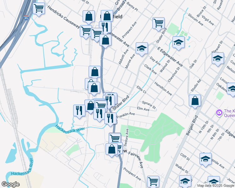 map of restaurants, bars, coffee shops, grocery stores, and more near 825 Pleasant View Terrace in Ridgefield