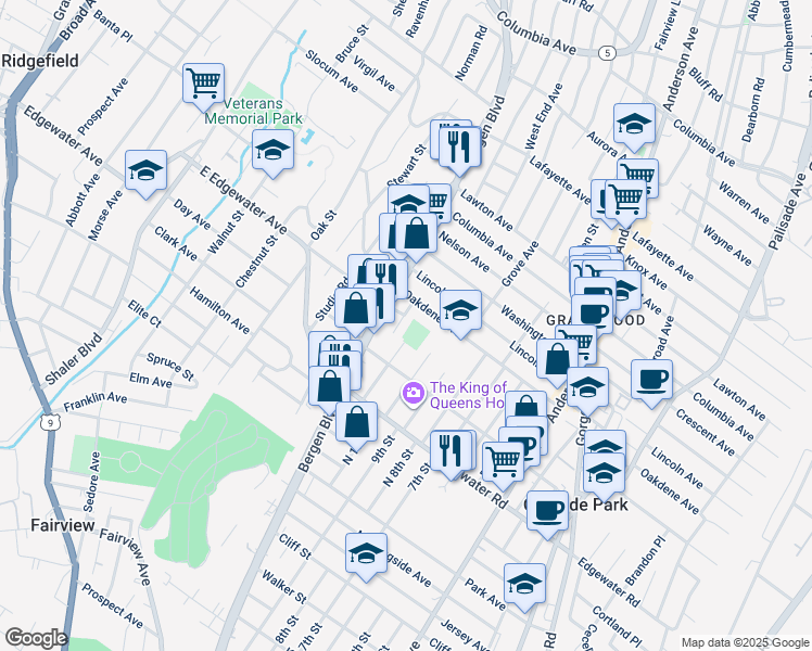 map of restaurants, bars, coffee shops, grocery stores, and more near 502 Art Lane in Ridgefield