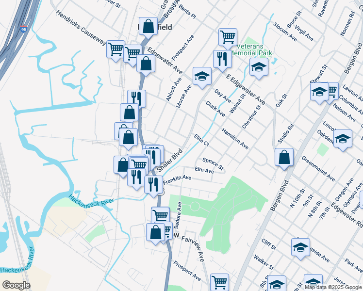 map of restaurants, bars, coffee shops, grocery stores, and more near 787 Elizabeth Street in Ridgefield