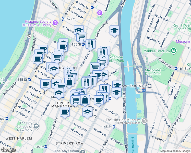 map of restaurants, bars, coffee shops, grocery stores, and more near in New York