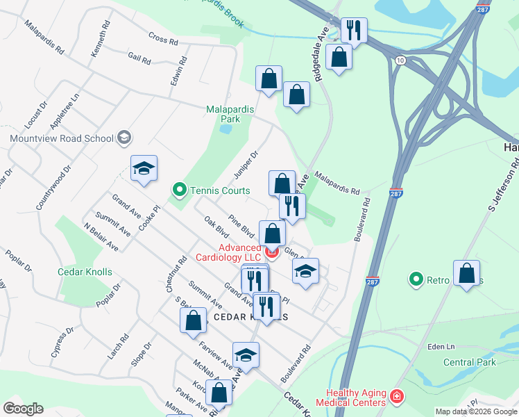 map of restaurants, bars, coffee shops, grocery stores, and more near 10 Gristmill Road in Hanover