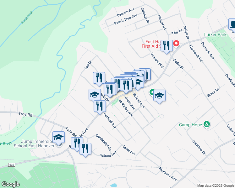 map of restaurants, bars, coffee shops, grocery stores, and more near 434 Ridgedale Avenue in East Hanover