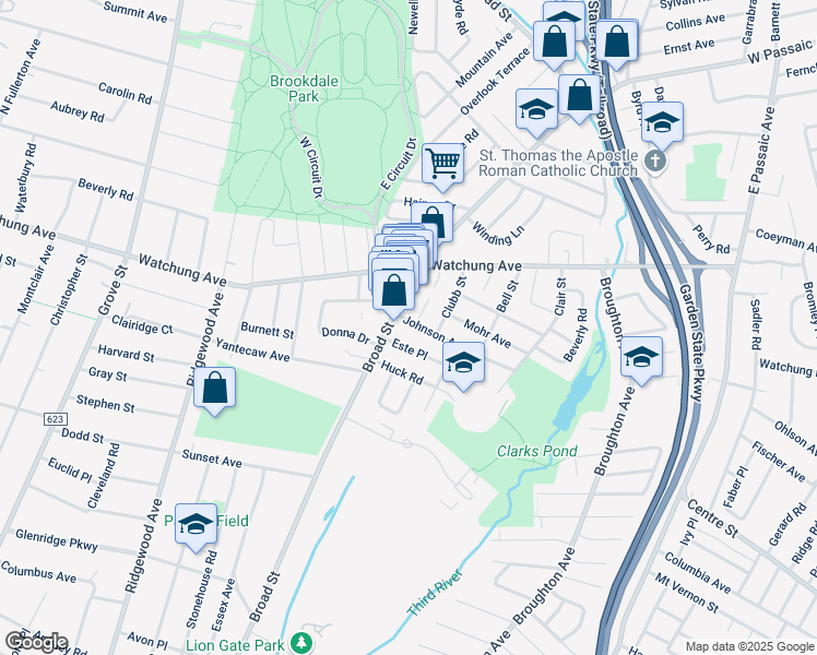 map of restaurants, bars, coffee shops, grocery stores, and more near 15 Johnson Avenue in Bloomfield