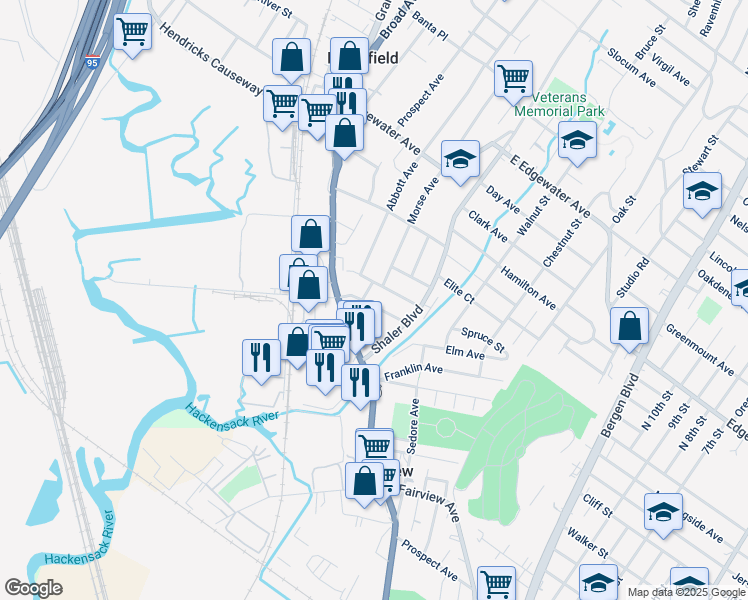 map of restaurants, bars, coffee shops, grocery stores, and more near 825 Pleasant View Terrace in Ridgefield