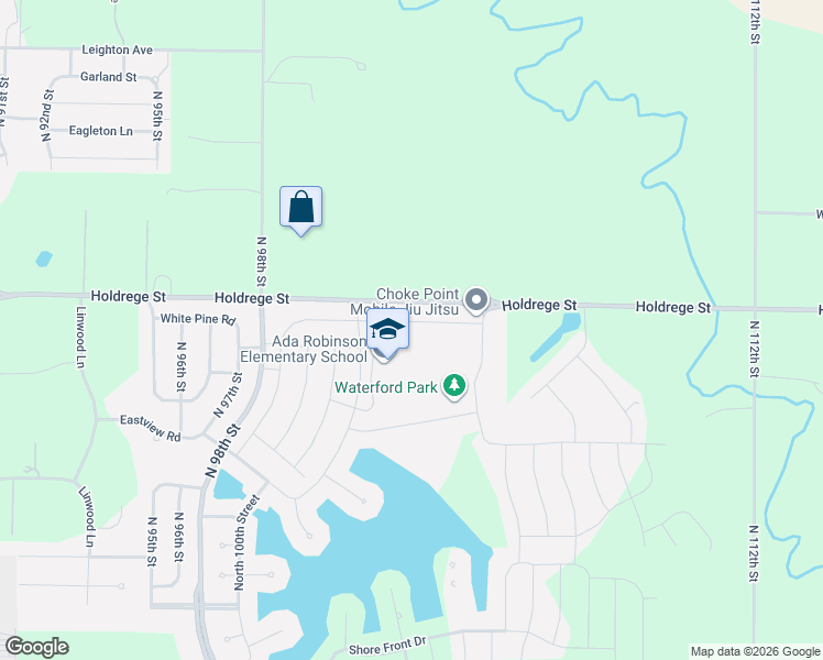 map of restaurants, bars, coffee shops, grocery stores, and more near 10249 White Pine Road in Lincoln