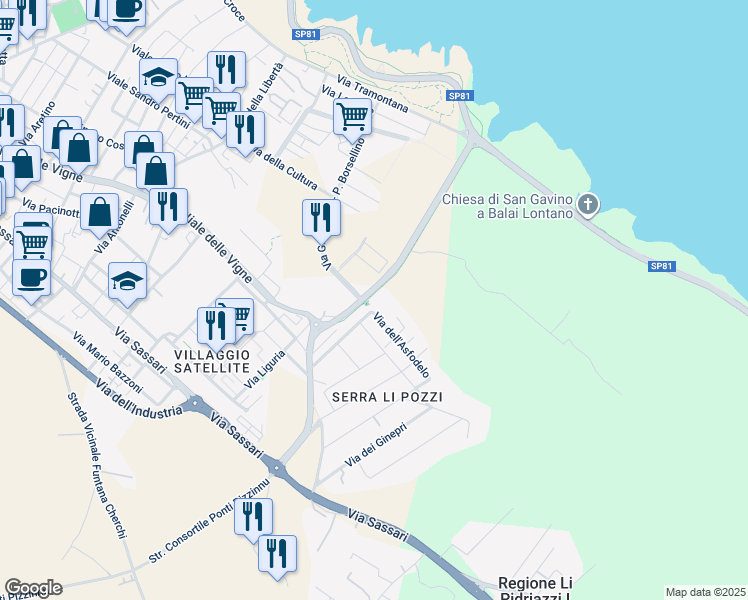 map of restaurants, bars, coffee shops, grocery stores, and more near 1 Via dell'Asfodelo in San Giovanni