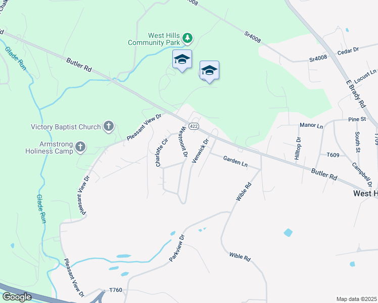 map of restaurants, bars, coffee shops, grocery stores, and more near 129 Westmont Dr in Kittanning