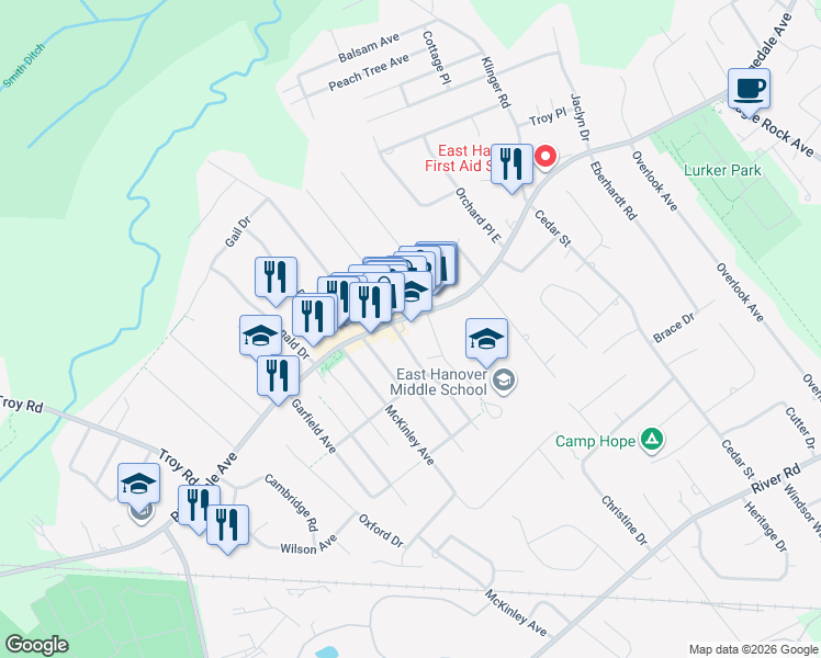 map of restaurants, bars, coffee shops, grocery stores, and more near 469 Ridgedale Avenue in East Hanover