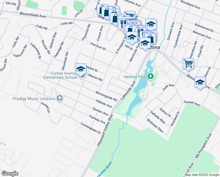 map of restaurants, bars, coffee shops, grocery stores, and more near 14 Balston Drive in Verona