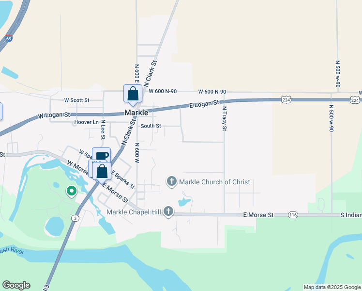 map of restaurants, bars, coffee shops, grocery stores, and more near 1 Country Side Drive in Markle