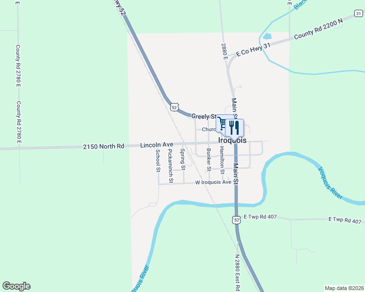 map of restaurants, bars, coffee shops, grocery stores, and more near 109 Spring Street in Sheldon