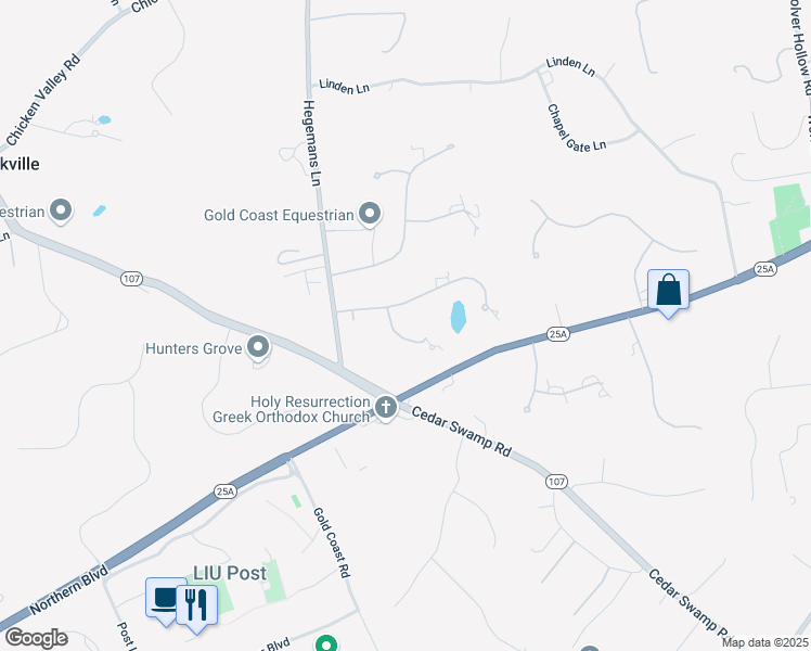 map of restaurants, bars, coffee shops, grocery stores, and more near 8 Charles Way in Glen Head