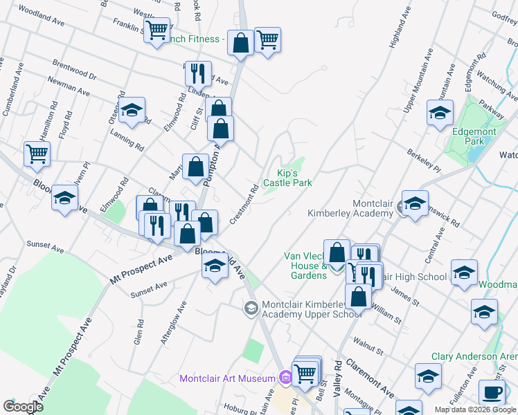 map of restaurants, bars, coffee shops, grocery stores, and more near 8 Kips Ridge in Verona