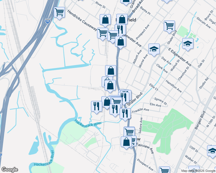 map of restaurants, bars, coffee shops, grocery stores, and more near 1019 Pleasant View Terrace in Ridgefield