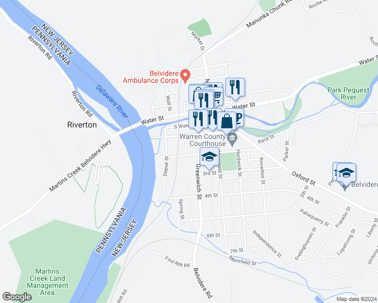 map of restaurants, bars, coffee shops, grocery stores, and more near 95 2nd Street in Belvidere