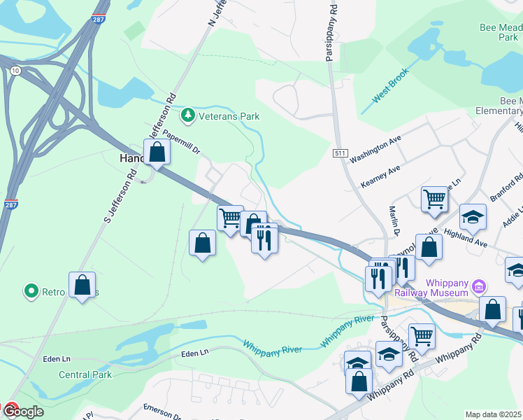 map of restaurants, bars, coffee shops, grocery stores, and more near 1602 Brook Hollow Drive in Hanover