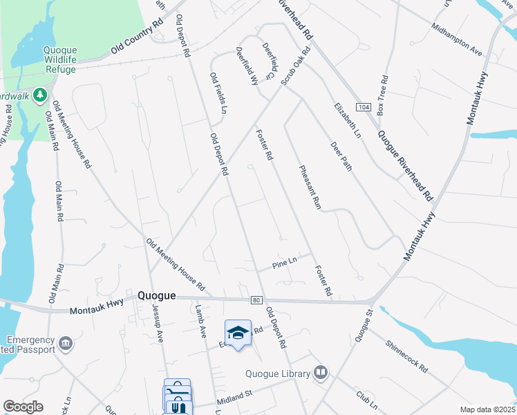 map of restaurants, bars, coffee shops, grocery stores, and more near 19 Woodland Avenue in Westhampton Beach