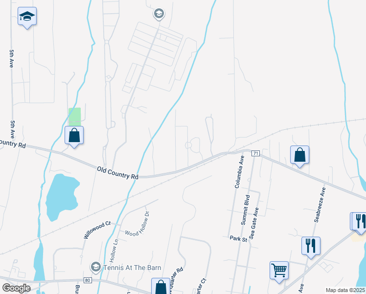 map of restaurants, bars, coffee shops, grocery stores, and more near 78 Old Country Road in Westhampton