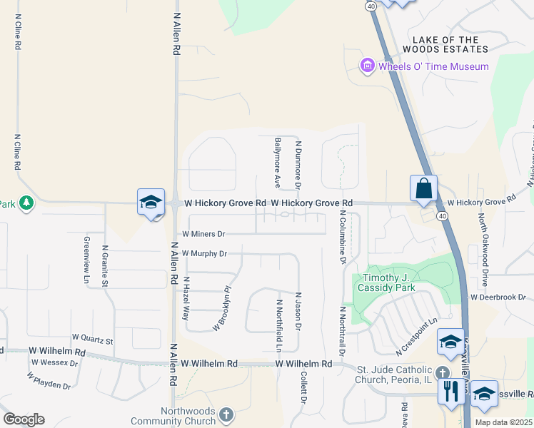 map of restaurants, bars, coffee shops, grocery stores, and more near 2110 West Jubilee Lane in Dunlap
