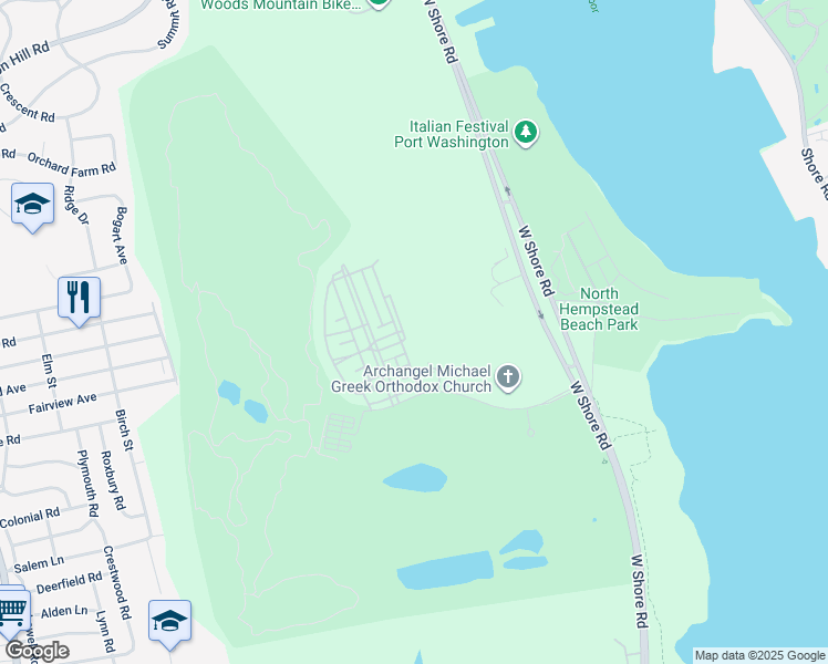 map of restaurants, bars, coffee shops, grocery stores, and more near 621 Village Green South in Port Washington