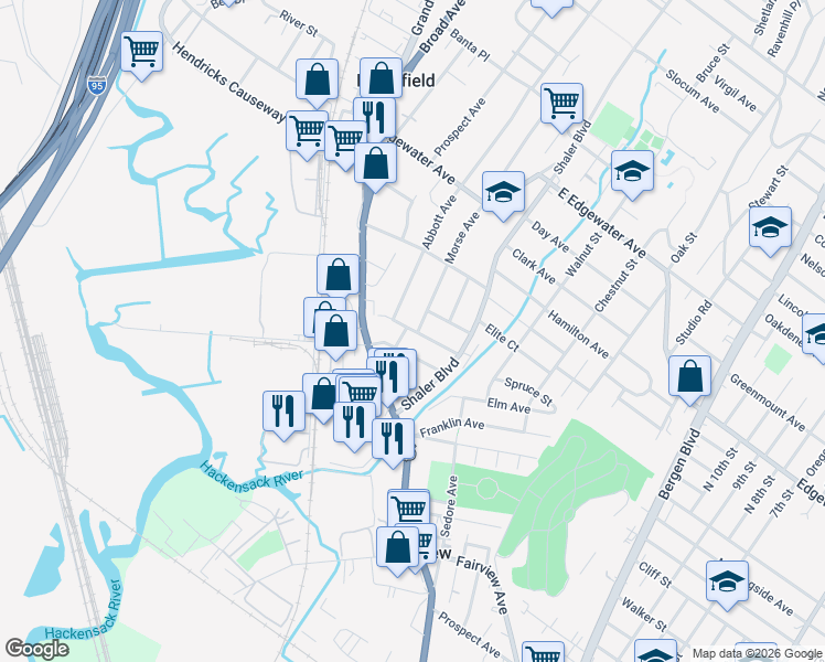 map of restaurants, bars, coffee shops, grocery stores, and more near 825 Pleasant View Terrace in Ridgefield