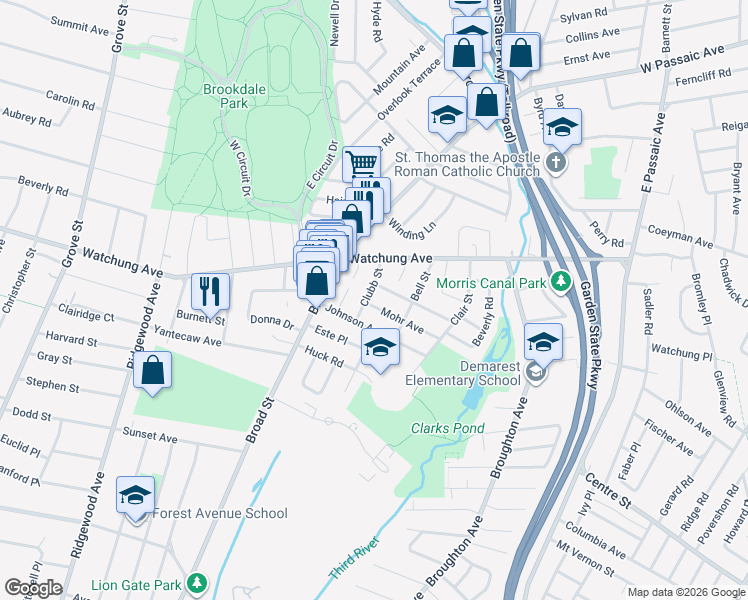 map of restaurants, bars, coffee shops, grocery stores, and more near 41 Mohr Avenue in Bloomfield