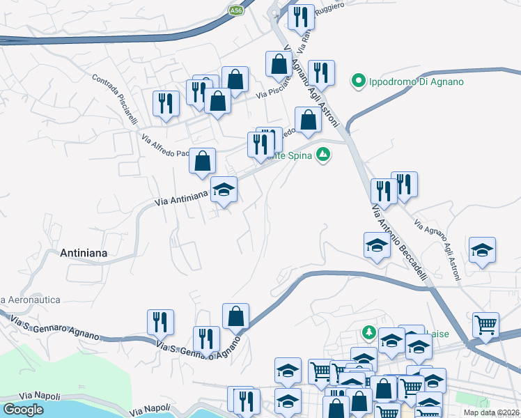 map of restaurants, bars, coffee shops, grocery stores, and more near 7 Via Vicinale Montespina in Napoli