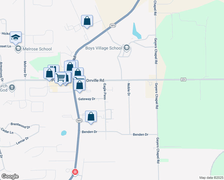 map of restaurants, bars, coffee shops, grocery stores, and more near 2287 Eagle Pass in Wooster