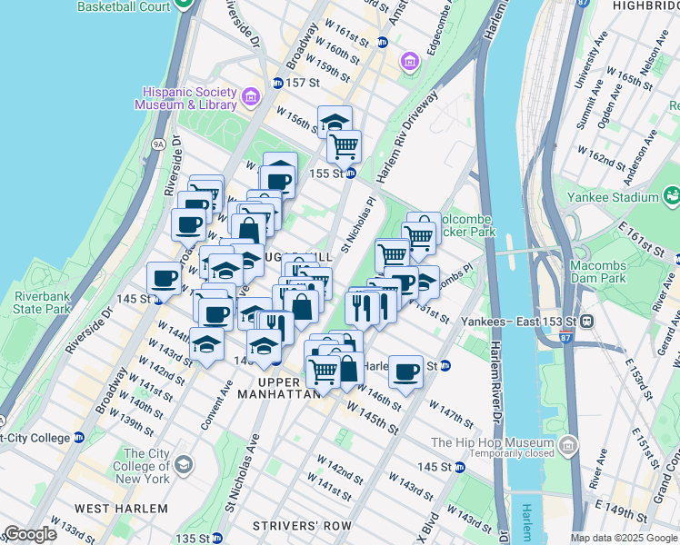 map of restaurants, bars, coffee shops, grocery stores, and more near in New York