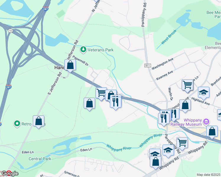 map of restaurants, bars, coffee shops, grocery stores, and more near 1602 Brook Hollow Drive in Hanover