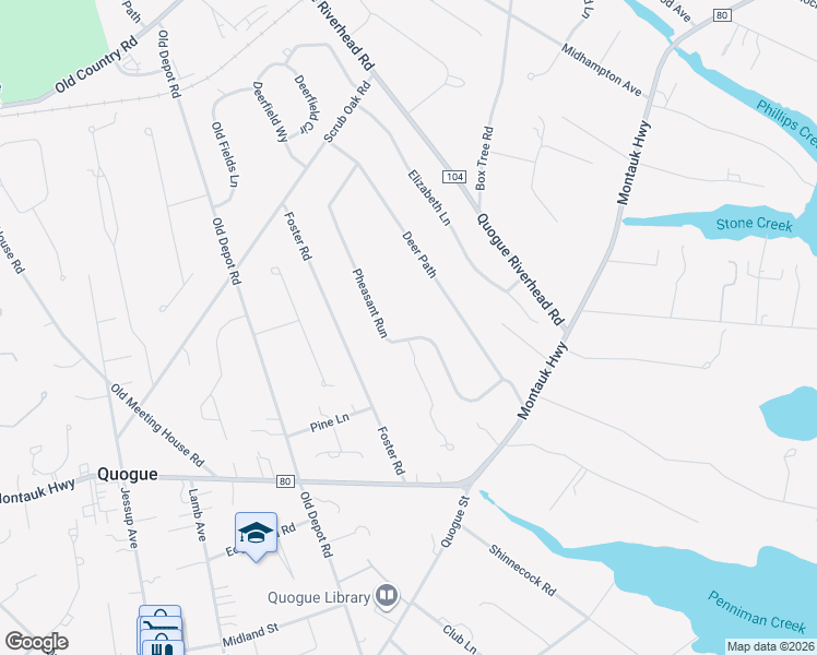 map of restaurants, bars, coffee shops, grocery stores, and more near 29 Pheasant Run in Quogue