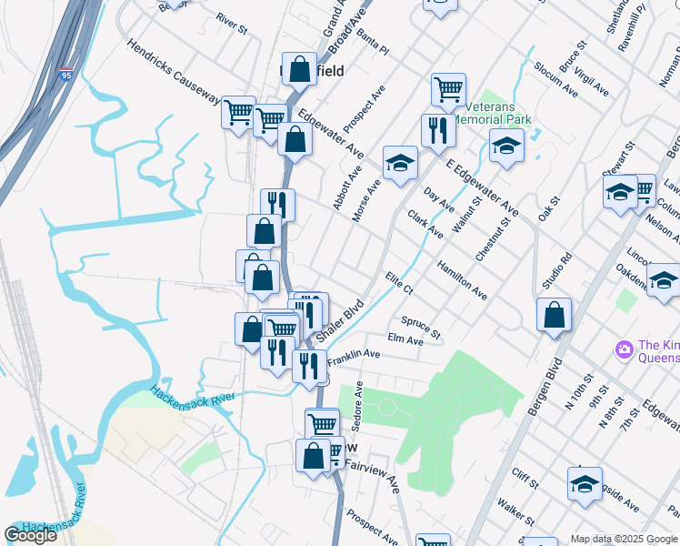 map of restaurants, bars, coffee shops, grocery stores, and more near 787 Elizabeth Street in Ridgefield