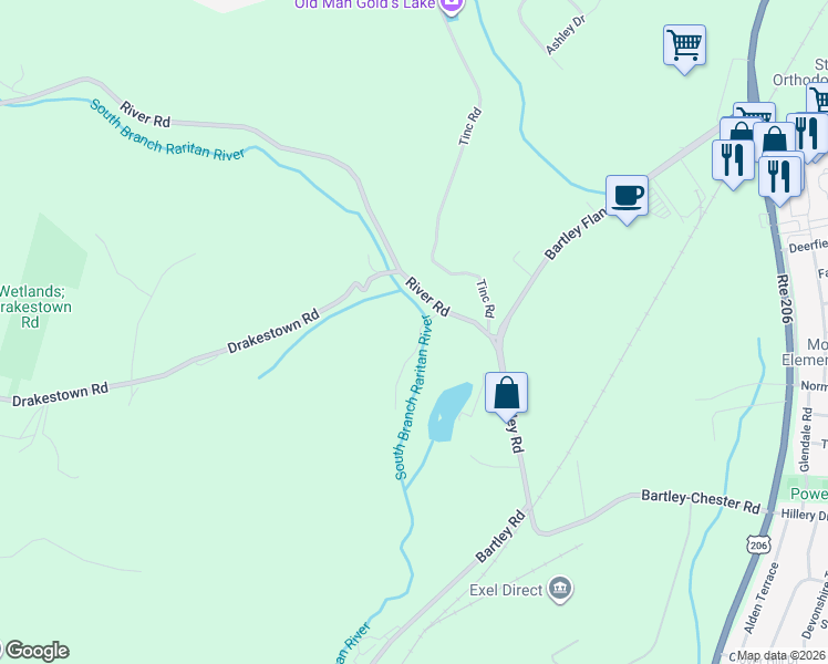 map of restaurants, bars, coffee shops, grocery stores, and more near 4 Mill Road in Mount Olive