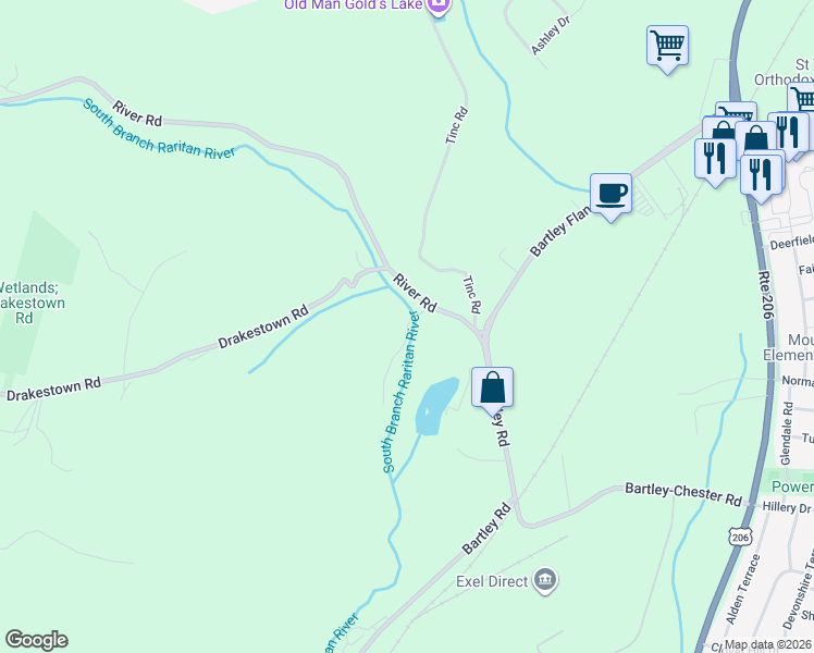 map of restaurants, bars, coffee shops, grocery stores, and more near 4 Mill Road in Mount Olive