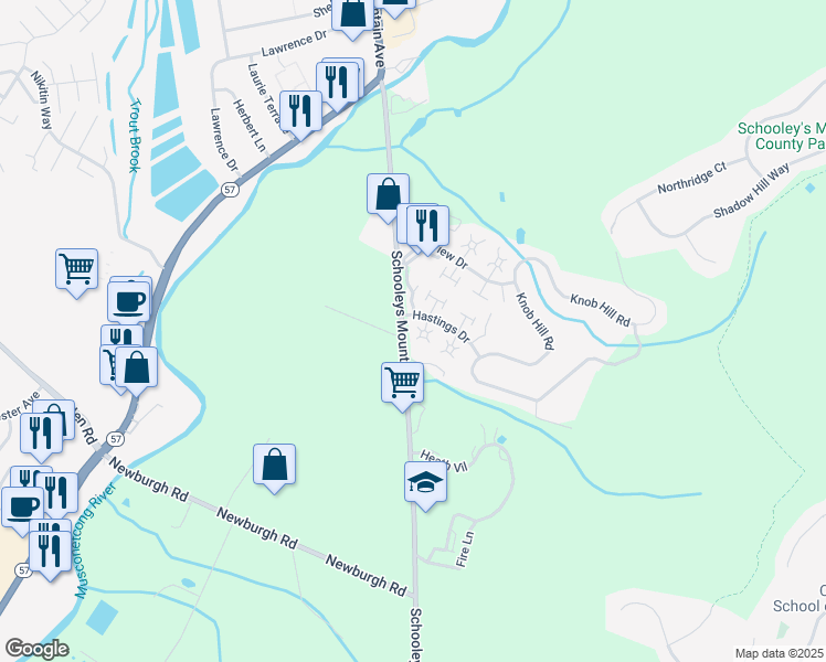 map of restaurants, bars, coffee shops, grocery stores, and more near 7 Trafalgar Court in Hackettstown