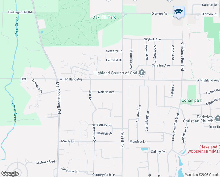 map of restaurants, bars, coffee shops, grocery stores, and more near 1110 Nelson Avenue in Wooster