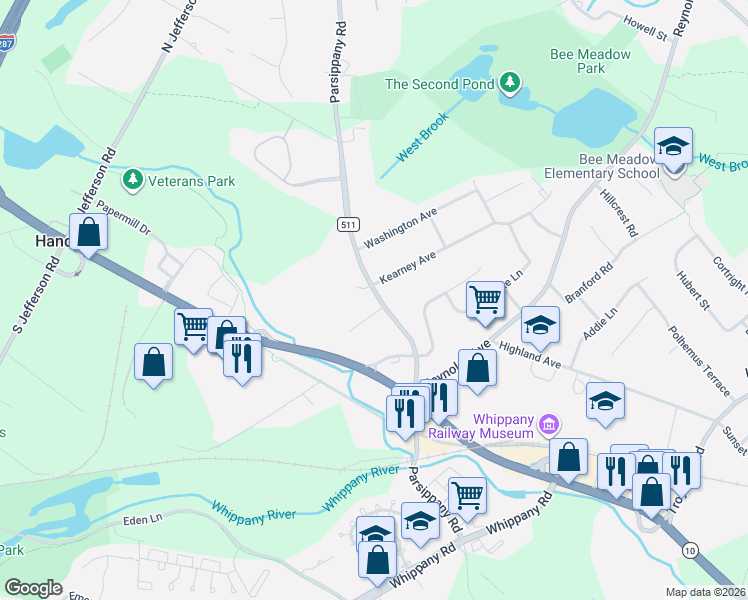 map of restaurants, bars, coffee shops, grocery stores, and more near 9 Kearney Avenue in Hanover