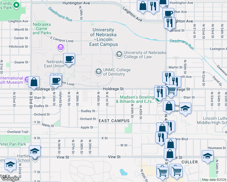 map of restaurants, bars, coffee shops, grocery stores, and more near in Lincoln